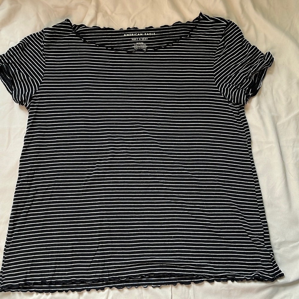 American Eagle soft and sexy tee; black with white stripes
